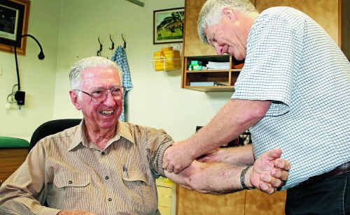 Don Collins got his flu vaccine from Dr Ross Hetherington on Thursday. Don Collins got his flu vaccine from Dr Ross Hetherington on Thursday.